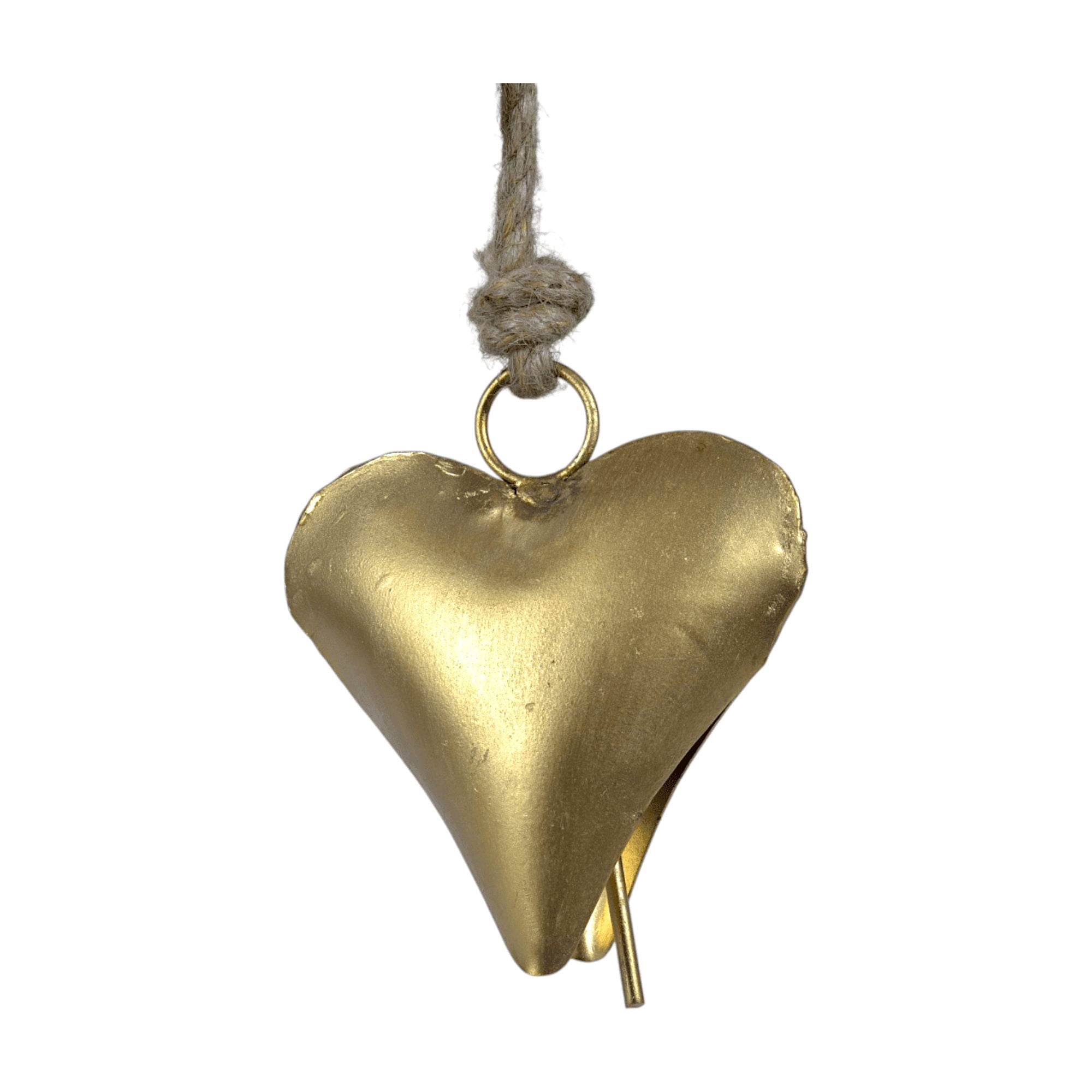 Vivanta Decorative Wind Chimes with Heart-Shaped Bells, 45 Inch, Gold Metal, Farmhouse Hanging Bell Home Decor