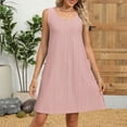 thumbnail image 5 of Levmjia Womens Summer Dress Sleeveless Casual Round Neck Flowy Polyester Solid Color Flowy Beach Vacation Sexy Comfortable Lightweigh Multiple Colors Available, 5 of 6