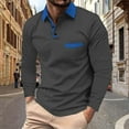 thumbnail image 2 of XIYON Mens Long Sleeve Polo Shirts Men's Patchwork Lapel Shirt Casual Holiday Shirts Tops Classic Comfortable Men's Shirts, 2 of 5
