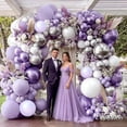 thumbnail image 2 of Pastel Purple White Balloon Arch Double Stuffed, Light Lavender Pearl Balloon Garland Kit with Metallic Lilac Silver Color for Bridal Shower Wedding Birthday Graduation Mothers Day Party Decoration, 2 of 8