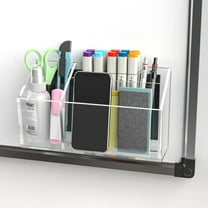 Clear Acrylic Magnetic Pen Holder for Whiteboard Fridge Locker 8.4"x4.8"x2.4" Large Self Adhesive Wall Dry Erase Marker Holder for Home Office,3-Grid Magnetic Pencil Organizer Holder