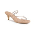 thumbnail image 1 of BLISSFUL STEP Sandale à Enfiler pour Femme à Brides Ornées de Strass, Bout Carré, Talon Kitten, Sandales à Enfiler Nude 9, 1 of 7