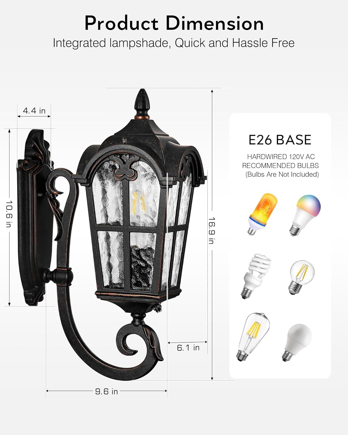 VIANIS Outdoor Wall Light, Oil Rubbed Bronze Porch Lights Outdoor, Dusk to Dawn Outside Lantern Fixtures Wall Mount, 100% Aluminum Exterior Lighting Fixtures for House, Garden, Patio, Entryway