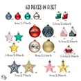 thumbnail image 3 of Premium Christmas Ornament Eclectic Bundle Set, 60 Glitter Filled Baubles, Homes, Star Charms, 3 of 7
