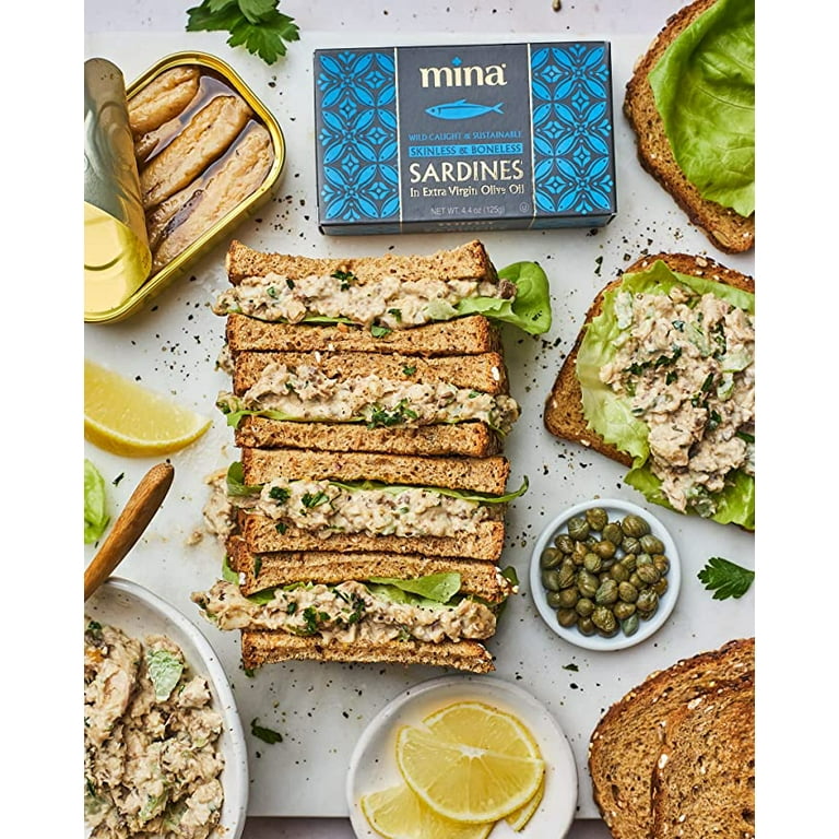 Mina Boneless Skinless Sardines in Olive Oil, 4.4 oz (12 Pack