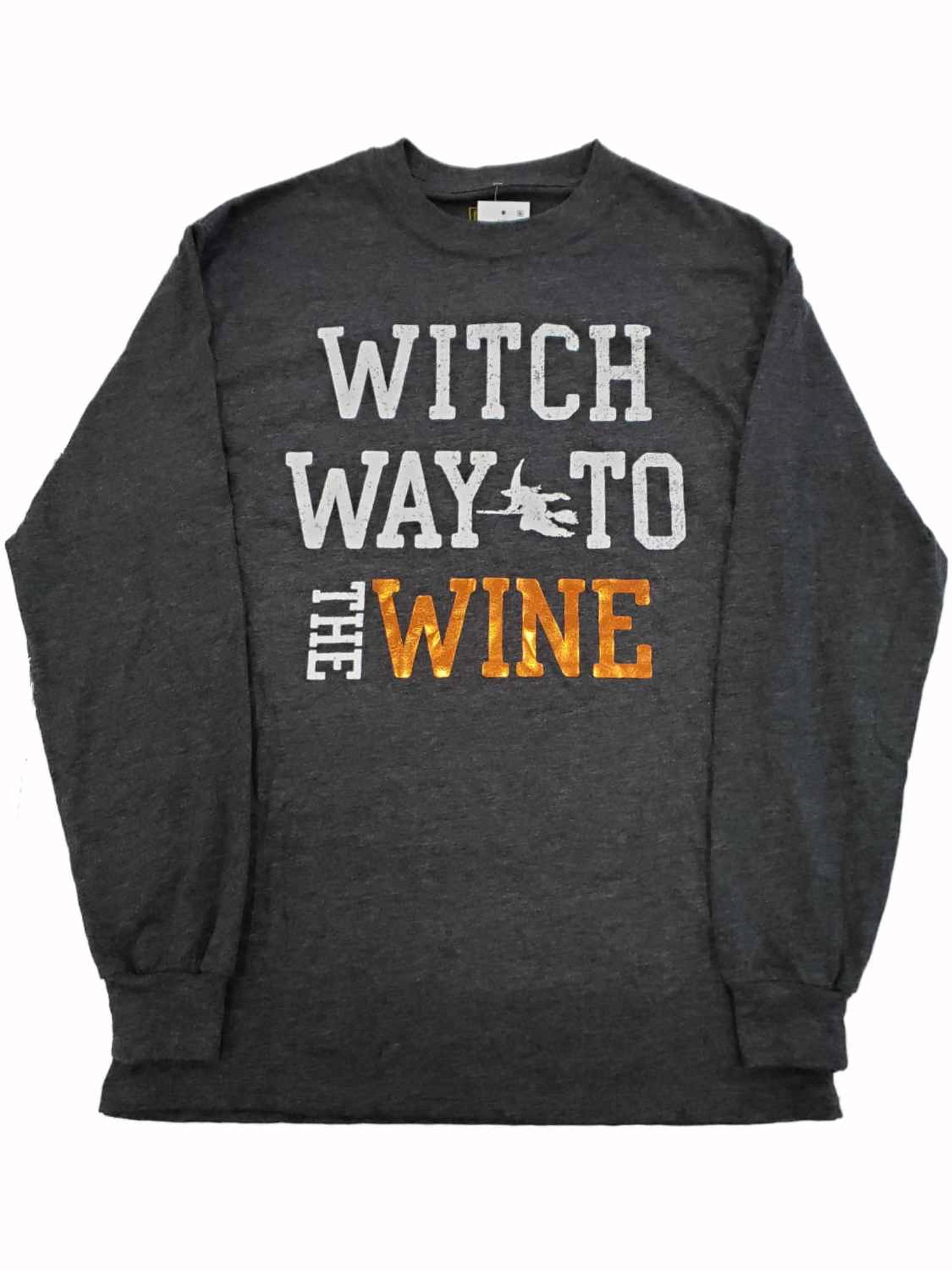 Halloween Trick or Wine Black Adult Long Sleeve T-Shirt