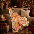 thumbnail image 3 of Dog Portrait Patchwork with Orange Bow Print Soft Flannel Blanket, Botanical Art Style for Floral Art Lovers, Housewarming Gift for Bedroom and Living Room, Home Decor, 3 of 9