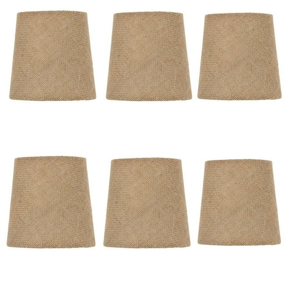 Beige Burlap 4 Inch European Drum Style Chandelier Lamp Shades (Set of 6)