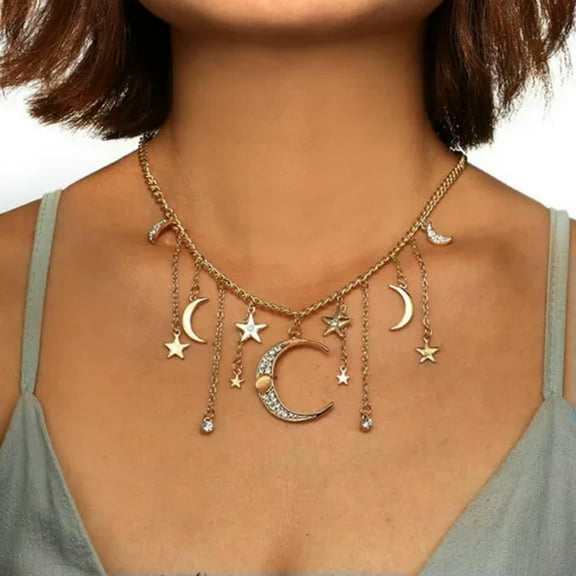 QQTDFG Multi-layer Long Chain Pendant Crystal Choker Women Necklace Boho Jewelry Gifts-#1