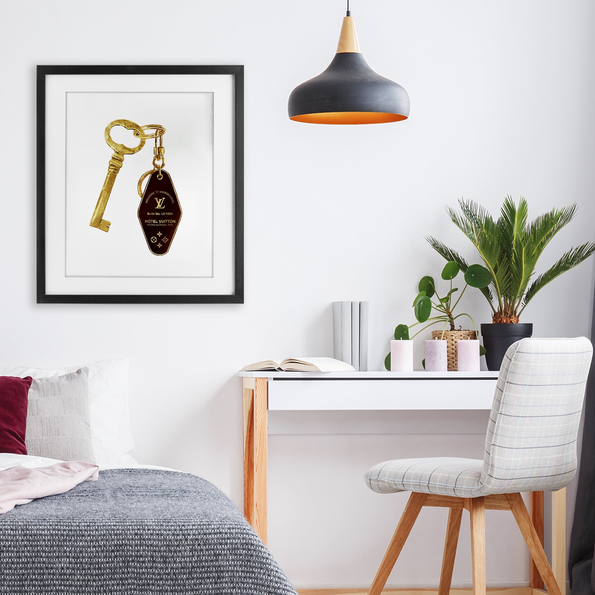 Glam Gold Key Fashion Black Framed Print Under Glass, design by Ziwei Li