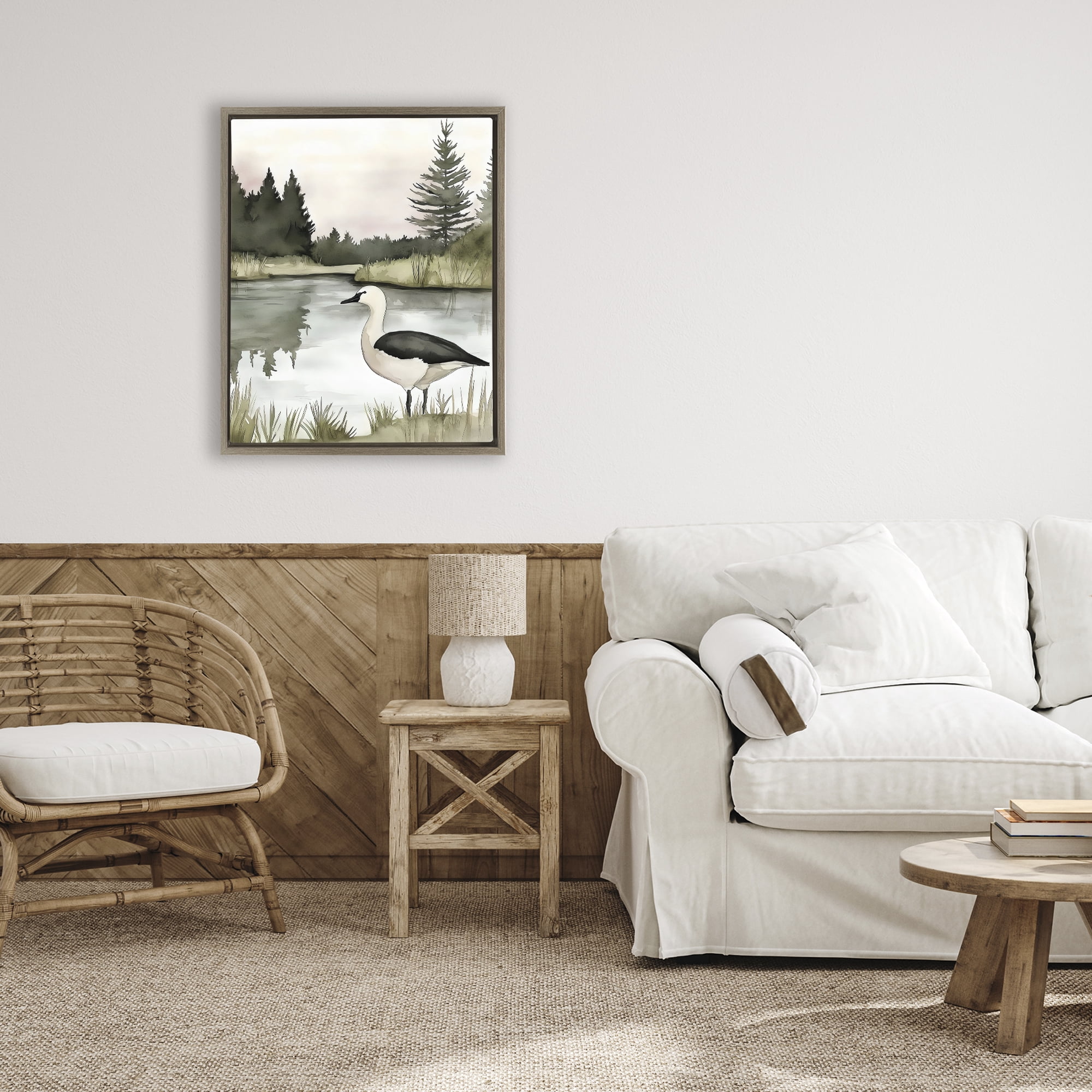 Stupell Industries Springtime Serenity Duck Brown Framed Floater Canvas Wall Art, design by Riley B