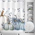 thumbnail image 4 of No Hook Shower Curtain with Built-in Rings - Fall Thanksgiving Washable Waterproof Fabric Bathroom Curtains for Hotel,Rentals, 72 X 72 Inch Long , Navy Blue White Pumpkins Leaves White, 4 of 9