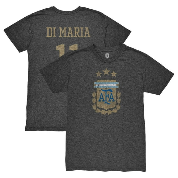 Men's 1863FC Angel Di Maria Black Argentina National Team Retro Player Tri-Blend T-Shirt