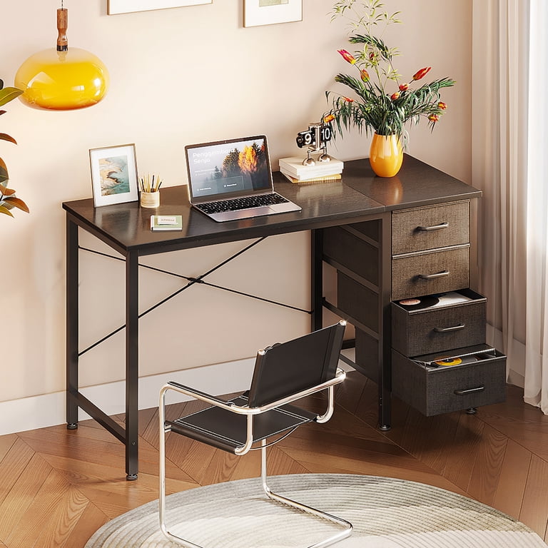 Casacomoda Computer Desk with 4 Storage Drawers, Black photo 7