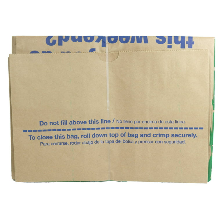 Lawn and Leaf Trash Bags 5 Count 30-Gallon Natural Brown Paper