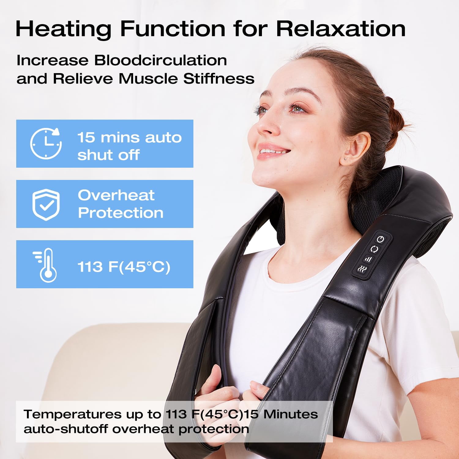 AERLANG Shiatsu Neck and Shoulder Massager, Back Massager with Heat Deeper Tissue Kneading Massage for Shoulder, Neck and Back Massage Electric Massagers-Fathers Day Gift Ideas (NOT Cordless)