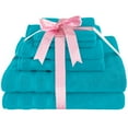 thumbnail image 5 of American Soft Linen Turkish 6 Piece Towel Set, 100% Cotton Premium Soft Bathroom Towels, Aqua Blue, 5 of 8