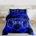 thumbnail image 3 of Manfei Game Full Size Comforter Sets,Blue Gamepad Controller Bedding Comforter Set,Abstract Geometric Bedding Sets For Boy,Microfiber Room Decor Reversible,3-Piece, 3 of 9