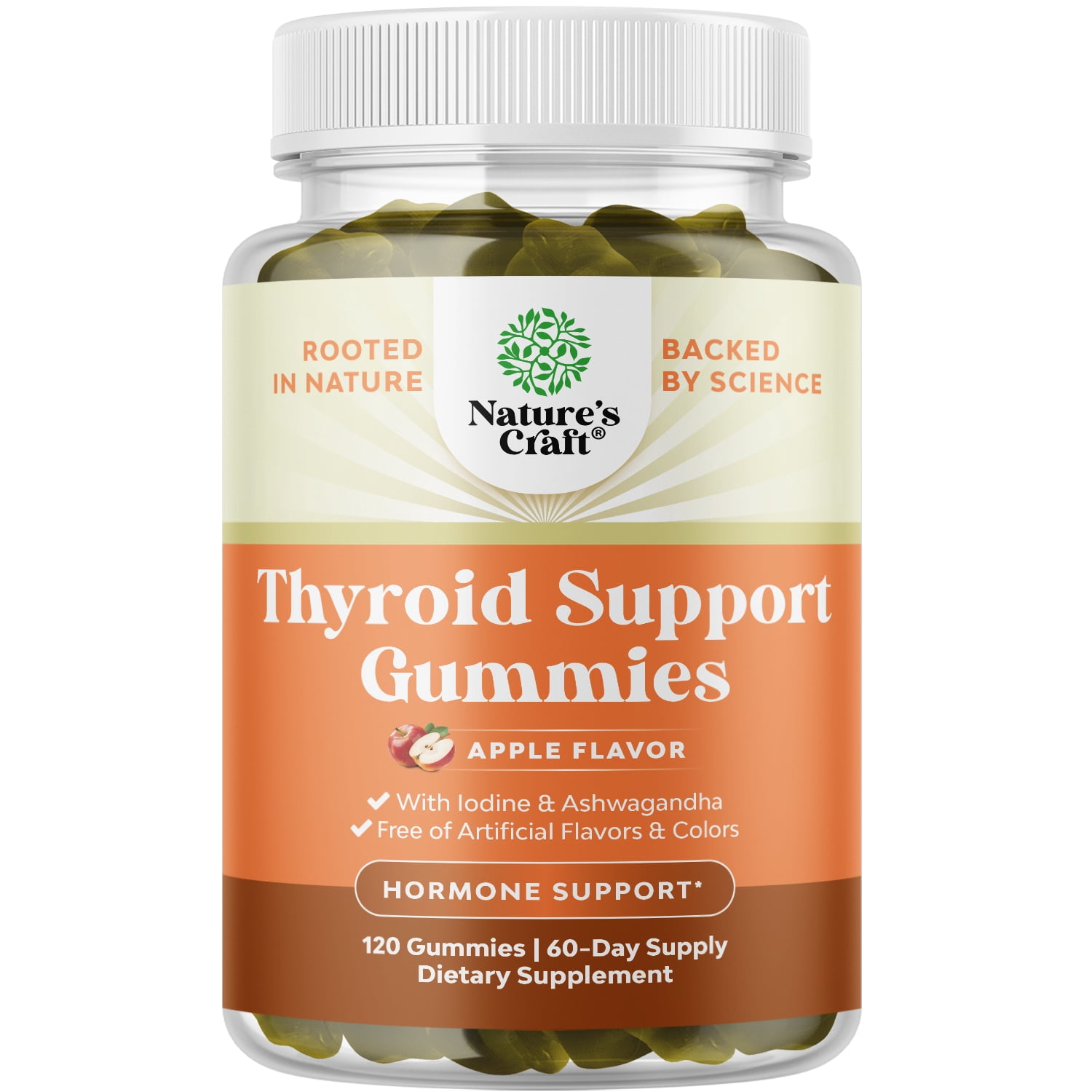 Natures Craft Vegan Thyroid Support Gummies w/ Zinc & Selenium for Healthy Thyroid Function, 120 Ct