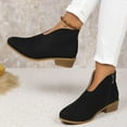 thumbnail image 6 of Women's Suede Ankle Boots Zipper Block Low Heel Slip On Booties V Cut Open Toe Comfortable Round Toe Short Boots Black 39, 6 of 6