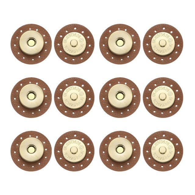 Uxcell 6 Pcs Botones de Presión de Cuero, Cierres Magnéticos para Bolsos DIY, Accesorios de Ropa, Redondos Marrón Claro