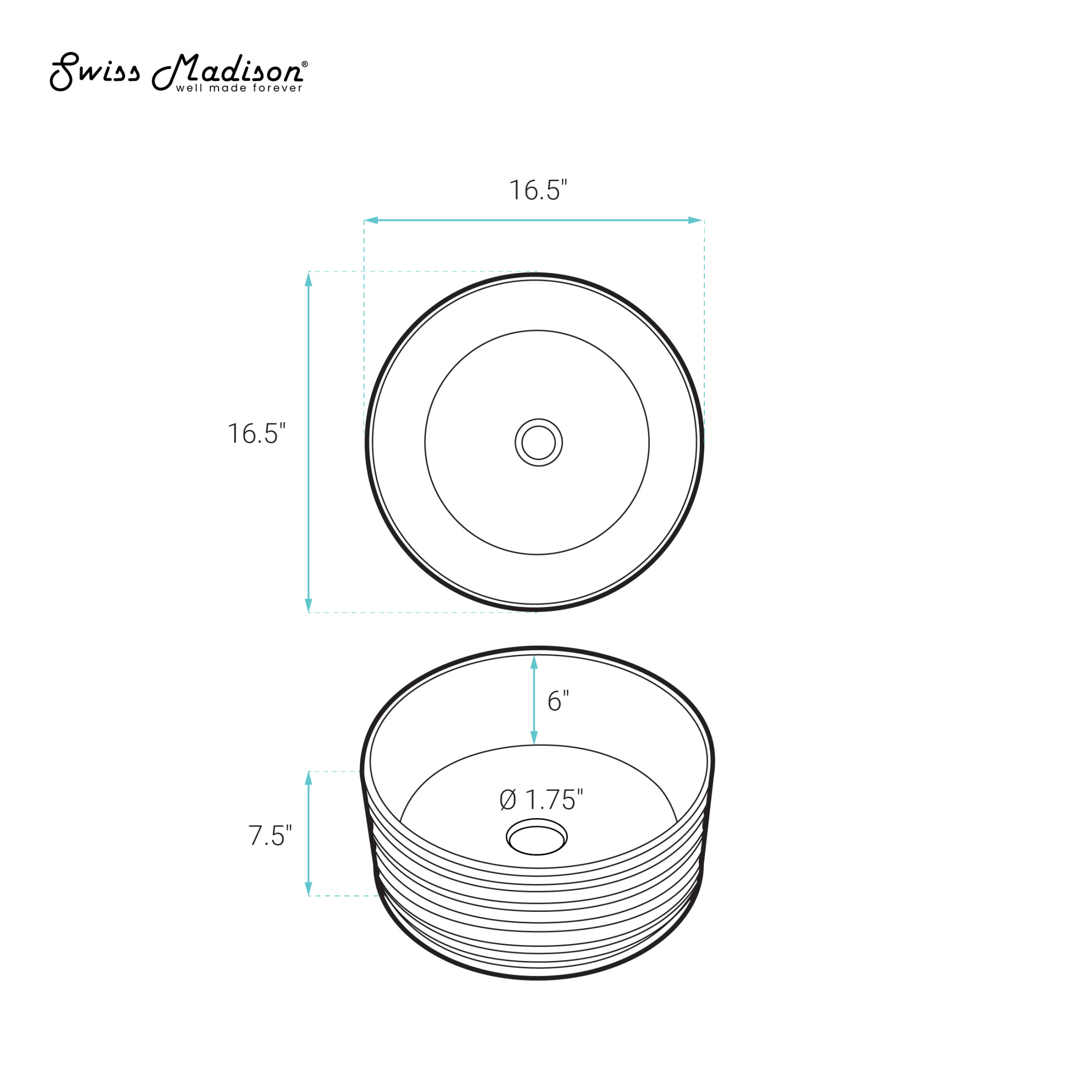 Adour 16'' Vessels Sink in White