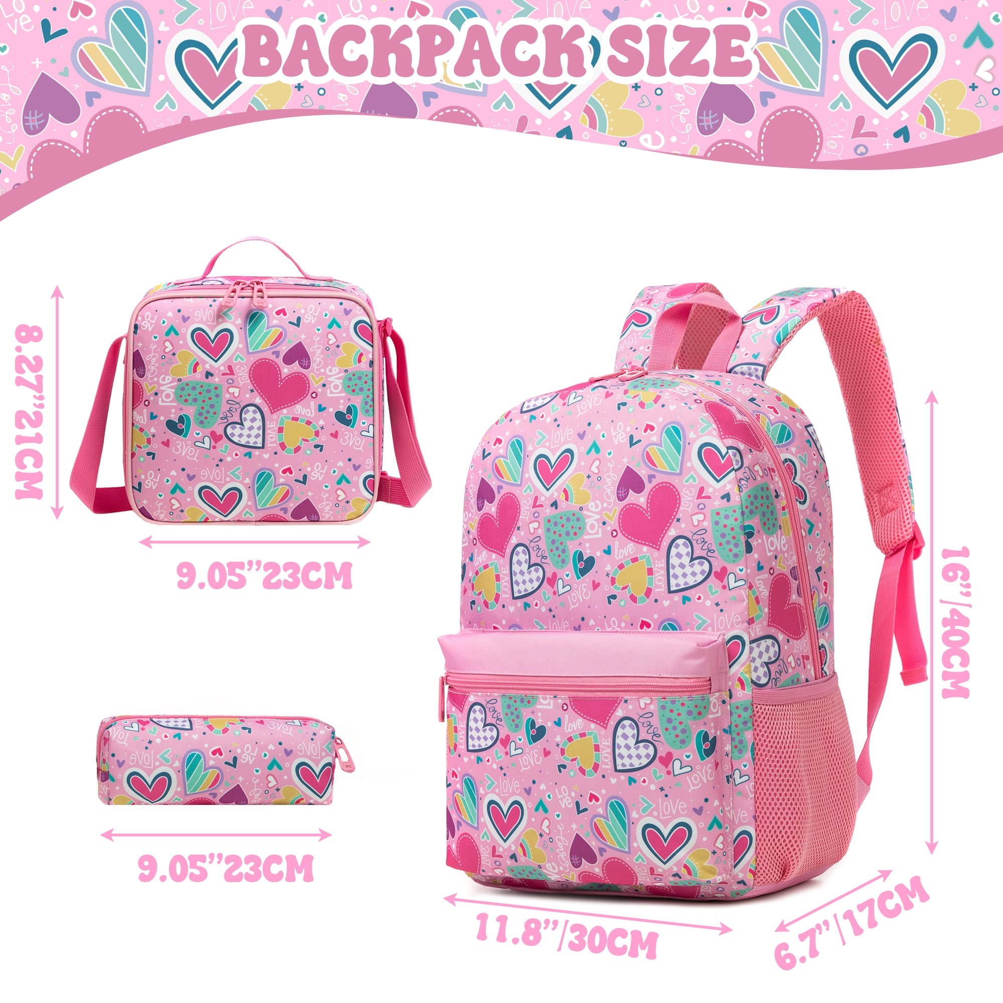Kids Carry on Luggage Sets for Girls with Travel Pillow, Rolling Pink Suitcase with Wheels for Kids Travel Essentials Airline Approved 16 Inch