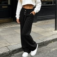 thumbnail image 6 of Lolmot Wide Leg Lounge Pants Women Fashion Ribbed Knit Loose Fit Sweat Pants with Drawstring Stretch Autumn Pajama Pants, 6 of 8