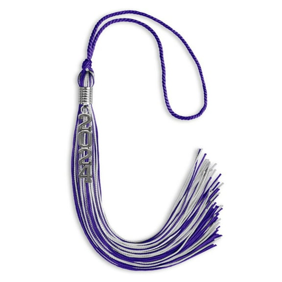 Endea Graduation Purple/Silver Mixed Color Graduation Tassel with Stacked Silver Date Drop