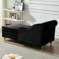 thumbnail image 6 of Modern Velvet Chaise Lounge With Hidden Storage, Upholstered Chair With Armrest Pillow and Gold Metal Legs For Living Room Bedroom Apartment, 6 of 12