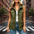 thumbnail image 4 of Admvng Womens Cargo Sleeveless Vest Drawstring Waist Multi Pocket Casual Outdoor Workwear Jacket, 4 of 7