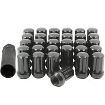 Wheel Accessories Parts 24 Pcs M14x1.5 14x1.5 Thread Short Truck 1.50" Long Lug Nuts Black 7 Spline Fits Jeep Wagoneer Grand Wagoneer 2019  Ram 1500