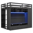 thumbnail image 6 of Full Size Loft Bed with Drawers, Shelves & LED Lights, Gray Space-Saving Storage Bed, Built-in Wardrobe & Remote Control Lighting, for Teens/Adults, 6 of 13