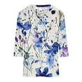 thumbnail image 4 of YABCSAZ Womens Tops 3/4 Sleeves V Neck Floral Print T Shirts Casual Loose Fit Pullover Tunic Tops Fall Trendy Casual Tee Shirts Womens Summer Tops, 4 of 5