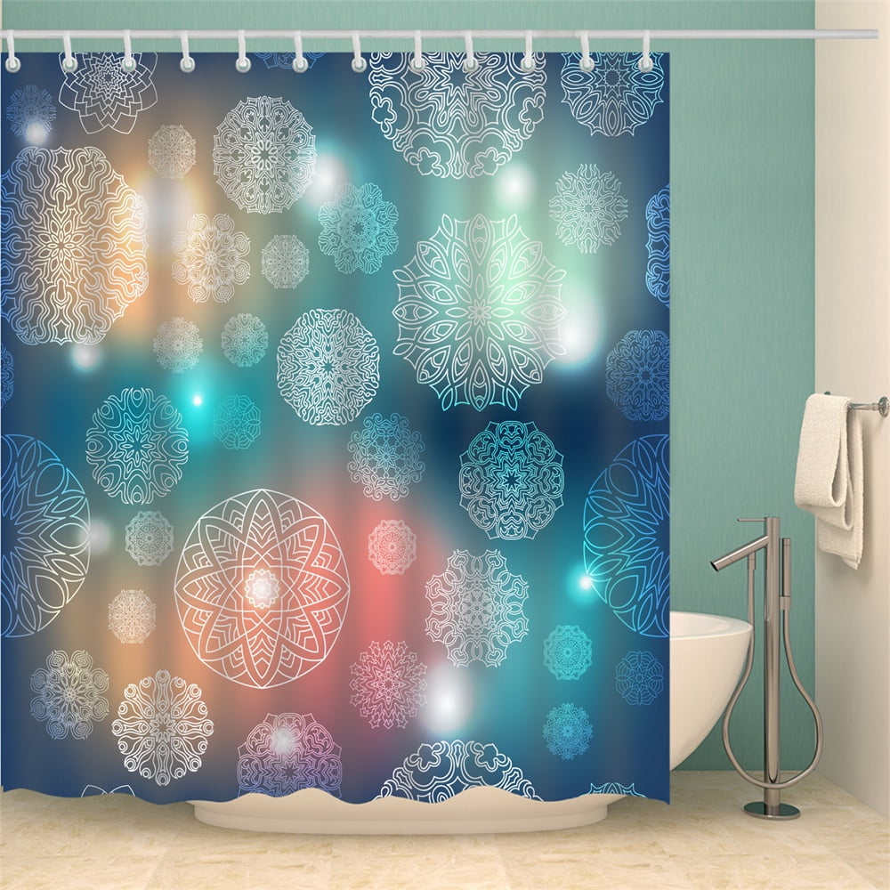 Fabric Shower Curtain Snow Floral Blue Turquoise Teal Cyan Modern Decorative Bath Curtain Bathroom Accessories With Hooks 72 Inches Walmart Canada