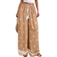 thumbnail image 3 of Women Plus Size Pants Wide Leg Palazzo 2026 Summer Boho Trousers Spring Flowy Beach Vacation Wear, #02 Khaki, S, 3 of 6