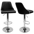 thumbnail image 1 of Aaron Presley Faux Leather Adjustable Swivel Bar Stool in Black (Set of 2), 1 of 3