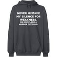 thumbnail image 2 of OXI Hoodie Sweatshirt - Never Mistake Silence, Basic Casual Hoodie for Men's and Women Fleece Hoodie Long Sleeve - Charcoal Small, 2 of 3