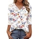 thumbnail image 1 of Camiseta Impresa con Cuello en V de Manga 3/4 Vestida de Ajuste Suelto para las Mujeres, Camisetas de Manga 3/4 para las Mujeres Suaves, 1 of 8