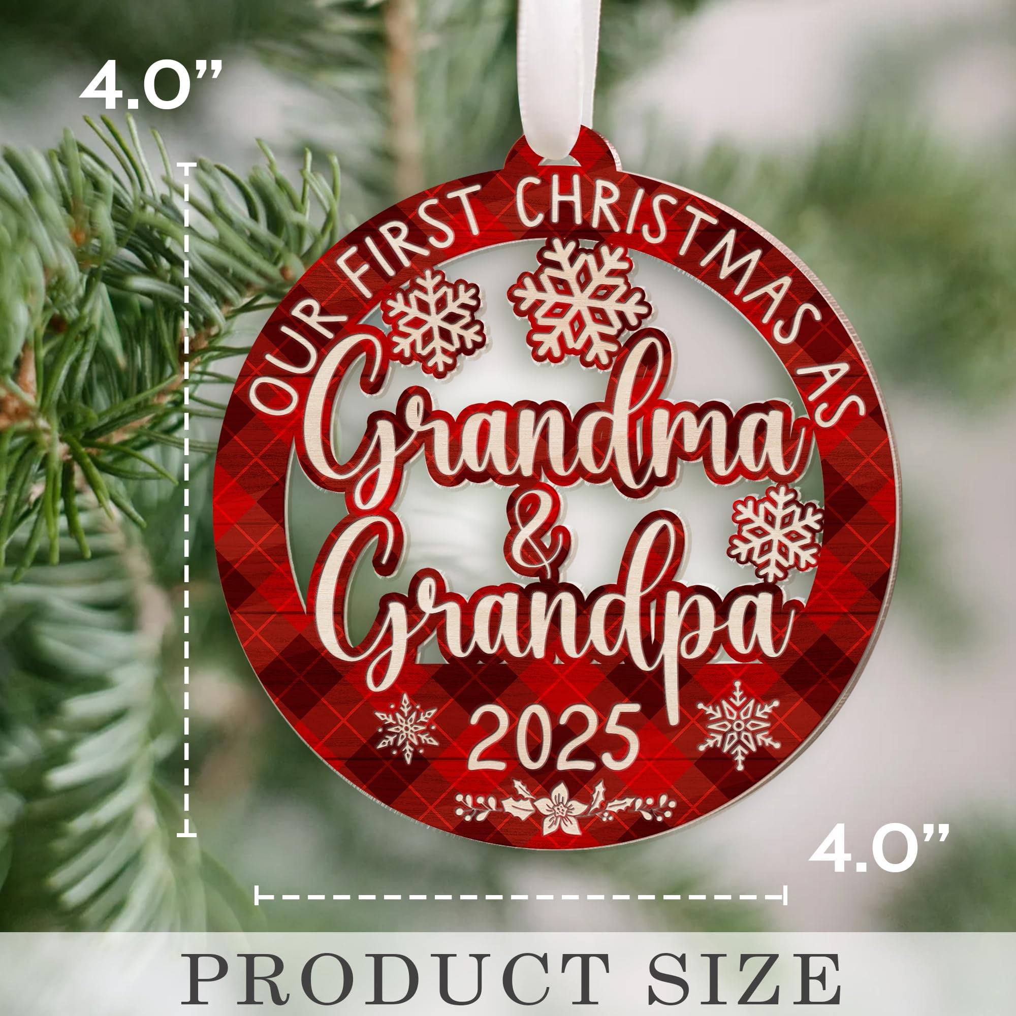 Our First Christmas as Grandma and Grandpa 2025 Ornament – Acrylic Holiday Keepsake, New Grandparents Gift, First Christmas Ornament for Grandparents to be