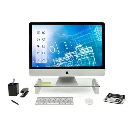 Mount-It! Computer Monitor, TV, Laptop Glass Stand, Desk Organizer, Riser, Aluminum Legs, and Height Adjustable, 44 lb Capacity (MI-7262) Mount-It! Computer Monitor, TV, Laptop Glass Stand, Desk Organizer, Riser, Aluminum Legs, and Height Adjustable, 44 lb Capacity (MI-7262)