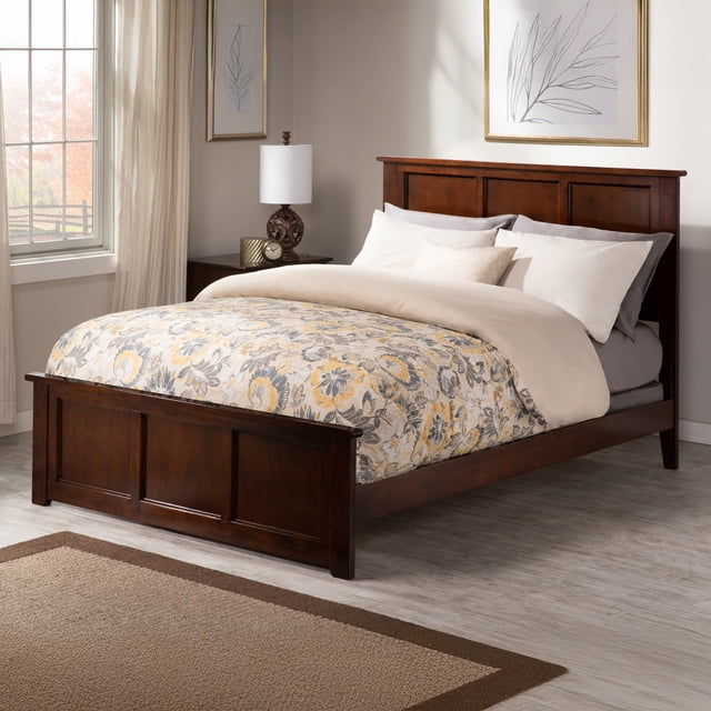 Madison Full Wood Foundation Bed with Matching Footboard in Walnut