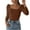 Brown-03, variant on STETMN Women's Square Neck Shirt Slim Fit Button Puff Sleeve Tops Lightweight Plain Warm Knit T-Shirt