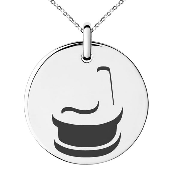 Stainless Steel Letter J Initial 3D Monogram Engraved Small Medallion Circle Charm Pendant Necklace