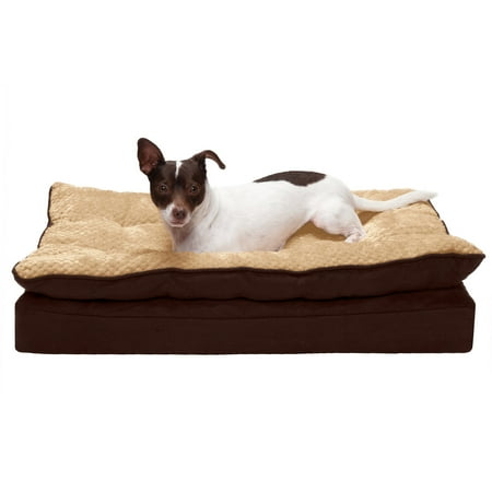 UPC: 0842229130164 | FurHaven Pet Products Minky Faux Fur & Suede Pillow-Top Orthopedic Pet Bed for Dogs & Cats – French Roast Medium