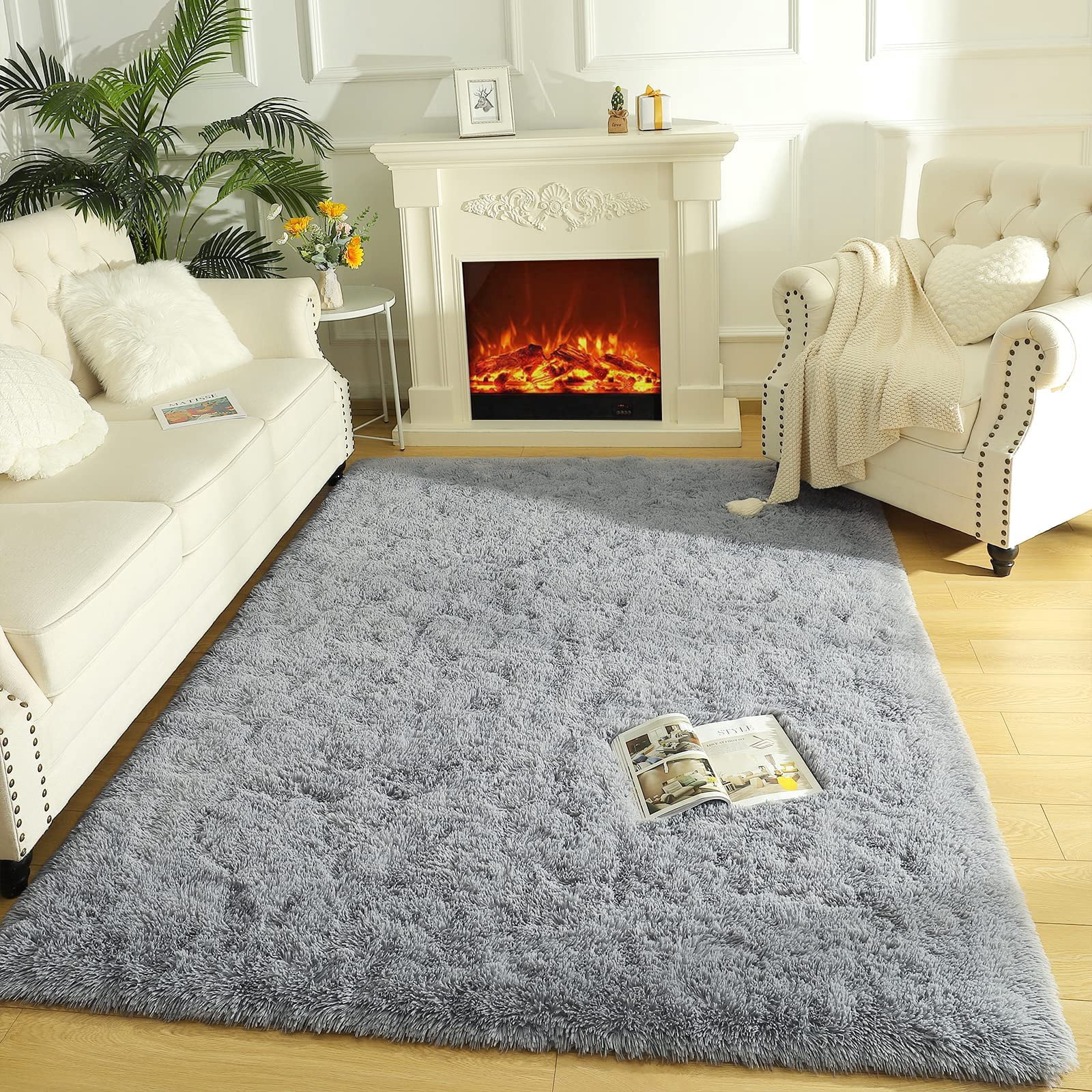 Noahas Luxury Fluffy Rugs Ultra Soft Shag Rug for Bedroom Living Room Kids Room, Children,6'x9',Gray