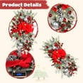 thumbnail image 3 of 2 guirnaldas navideñas con luces LED, guirnaldas navideñas preiluminadas con lazo rojo, guirnaldas de ramas de pino artificiales con piñas y bayas rojas, guirnalda navideña para interiores y exteriore, 3 of 5
