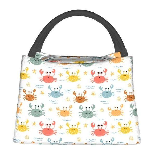Fotbe Colorful Crabs Bolsa Térmica Portátil con Estampado, Bolsa de Entrega de Alimentos Aislada, Bolsa Reutilizable de Gran Capacidad para Comidas y Supermercado
