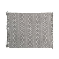 Bloomingville Soft Reclaimed Cotton Jacquard Throw Blanket with Fringe, Grey