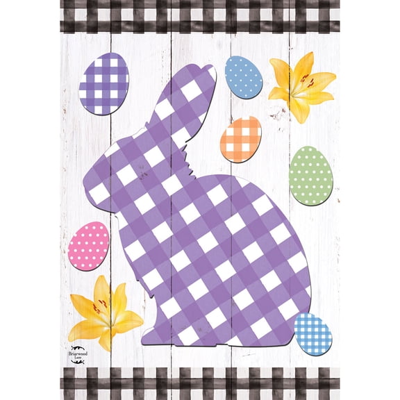 Briarwood Lane Easter House Flag 40x28 For Outdoor Checkered Spring Bunny For Easter House Flag